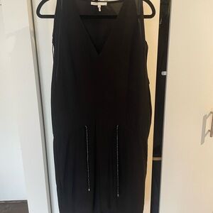 Maje Black V-Neck Midi Dress